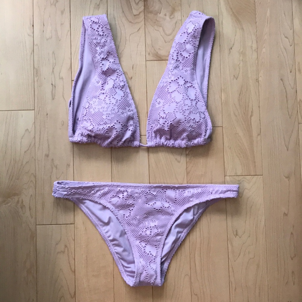 Aerie crochet plunge bikini set